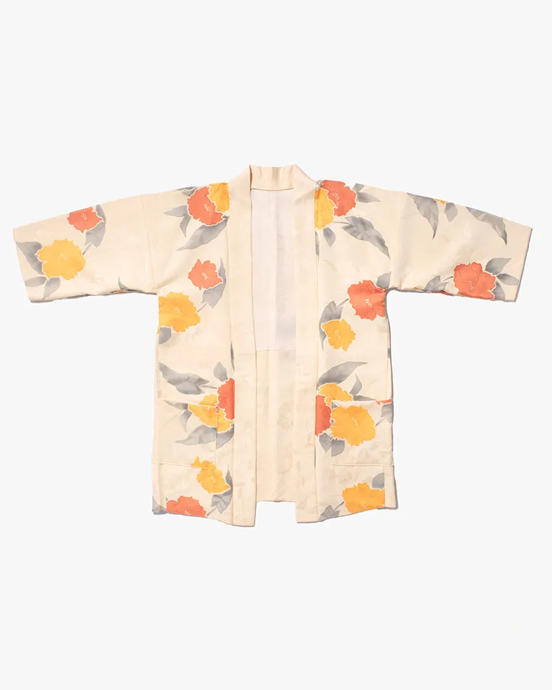 Kiriko Custom, Altered Kimono Jacket, Orange Flowers with Gray Leaves sold by Kiriko product image thumbnail 5