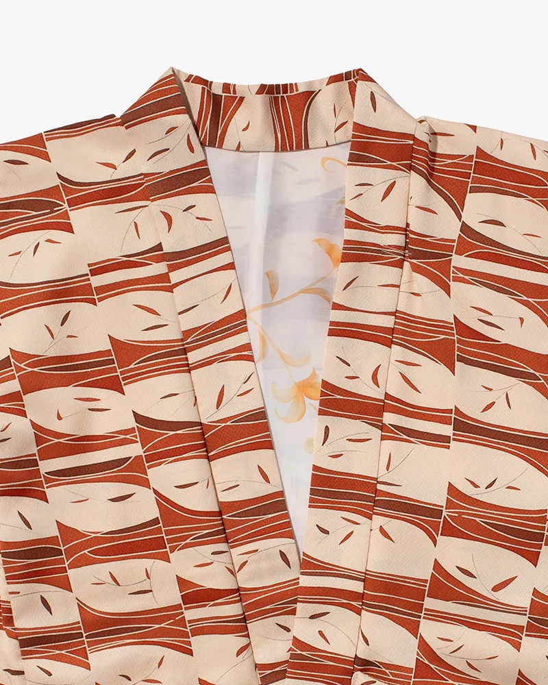 Kiriko Custom, Altered Haori Jacket, Orange Toned Leaves and Branches sold by Kiriko product image thumbnail 2