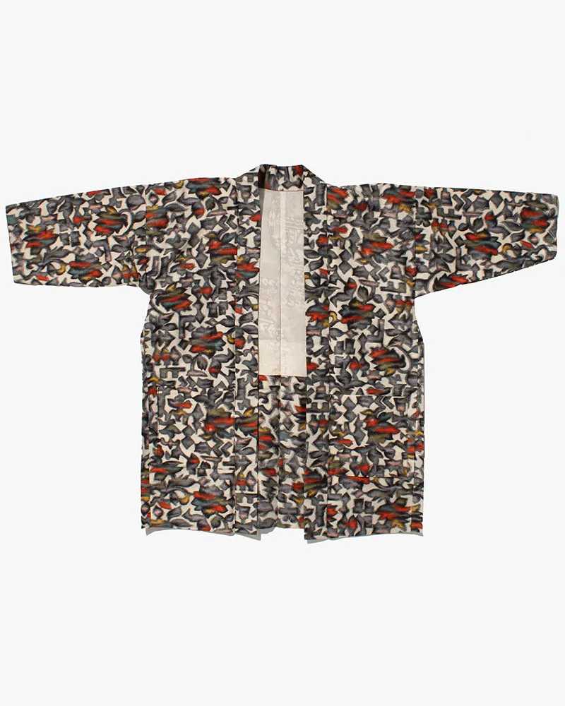 Kiriko Custom, Altered Haori Jacket, Cream with Multicolor Foliage sold by Kiriko