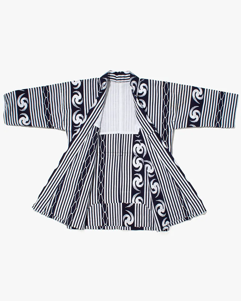 Kiriko Custom, Altered Yukata Jacket, Indigo with White Shima and Tomoe sold by Kiriko product image thumbnail 3