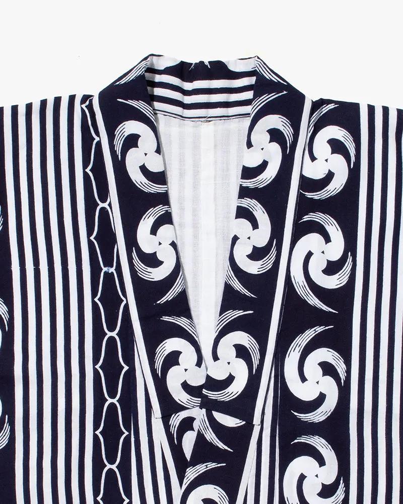Kiriko Custom, Altered Yukata Jacket, Indigo with White Shima and Tomoe sold by Kiriko product image thumbnail 2