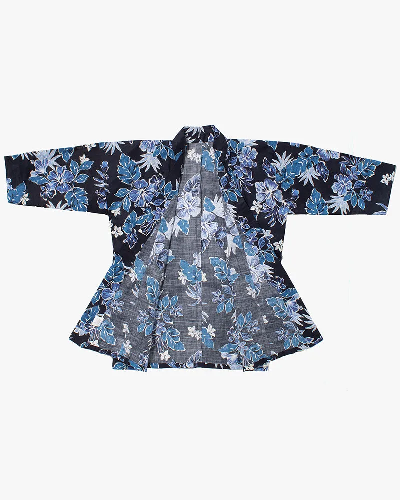 Kiriko Custom, Altered Yukata Jacket, Shades of Indigo with Flowers sold by Kiriko product image thumbnail 3