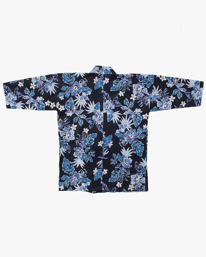 Kiriko Custom, Altered Yukata Jacket, Shades of Indigo with Flowers sold by Kiriko product image thumbnail 4