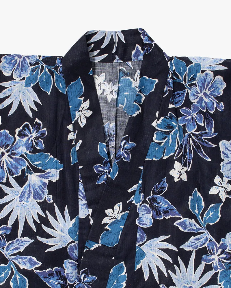 Kiriko Custom, Altered Yukata Jacket, Shades of Indigo with Flowers sold by Kiriko product image thumbnail 2