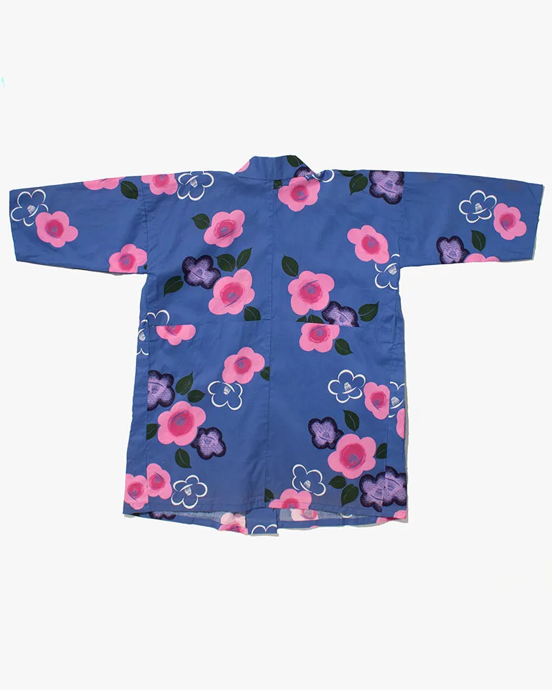 Kiriko Custom, Altered Yukata Jacket, Blue with Pink and Purple Flowers sold by Kiriko product image thumbnail 4