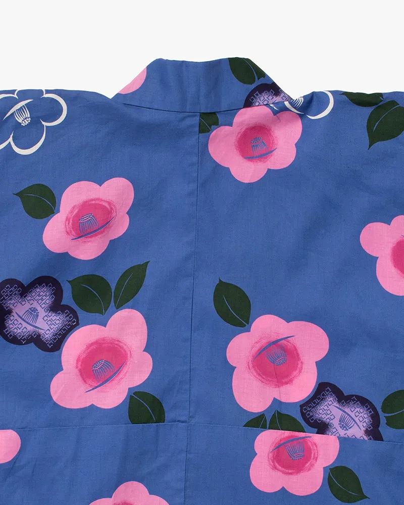 Kiriko Custom, Altered Yukata Jacket, Blue with Pink and Purple Flowers sold by Kiriko product image thumbnail 5
