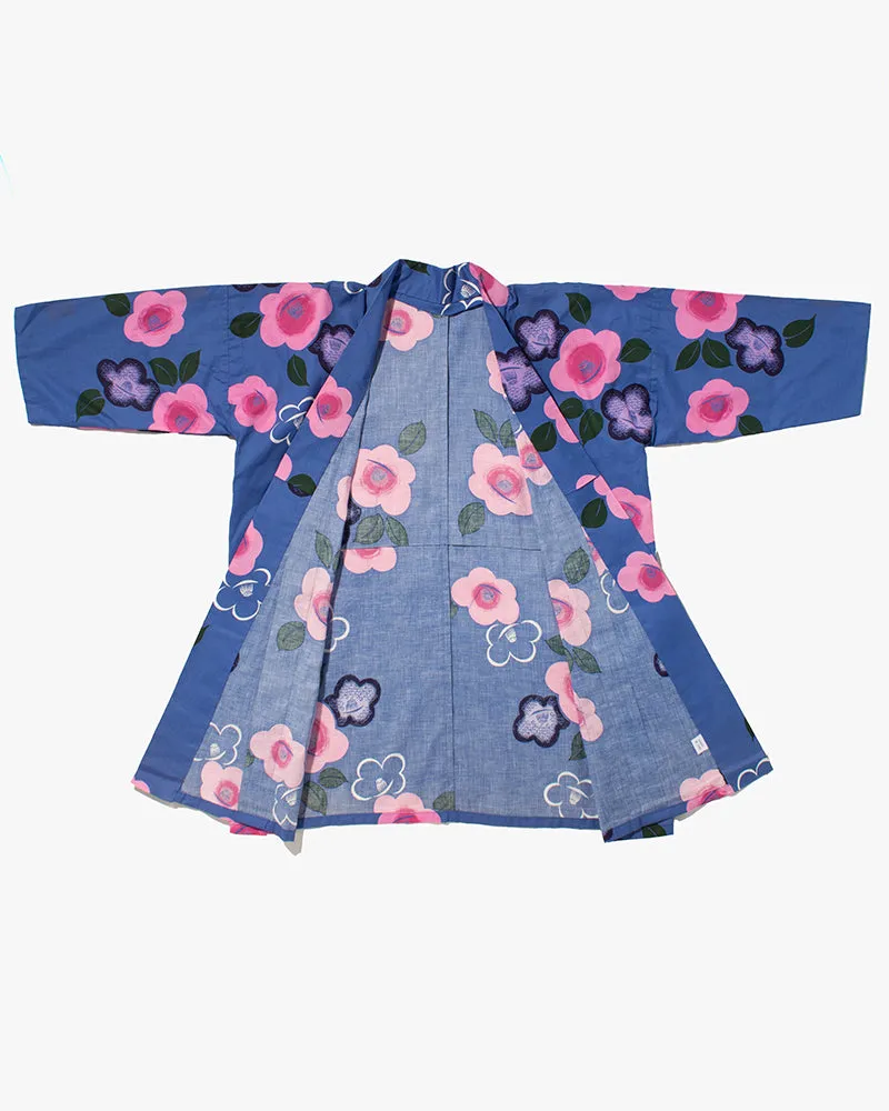 Kiriko Custom, Altered Yukata Jacket, Blue with Pink and Purple Flowers sold by Kiriko product image thumbnail 3