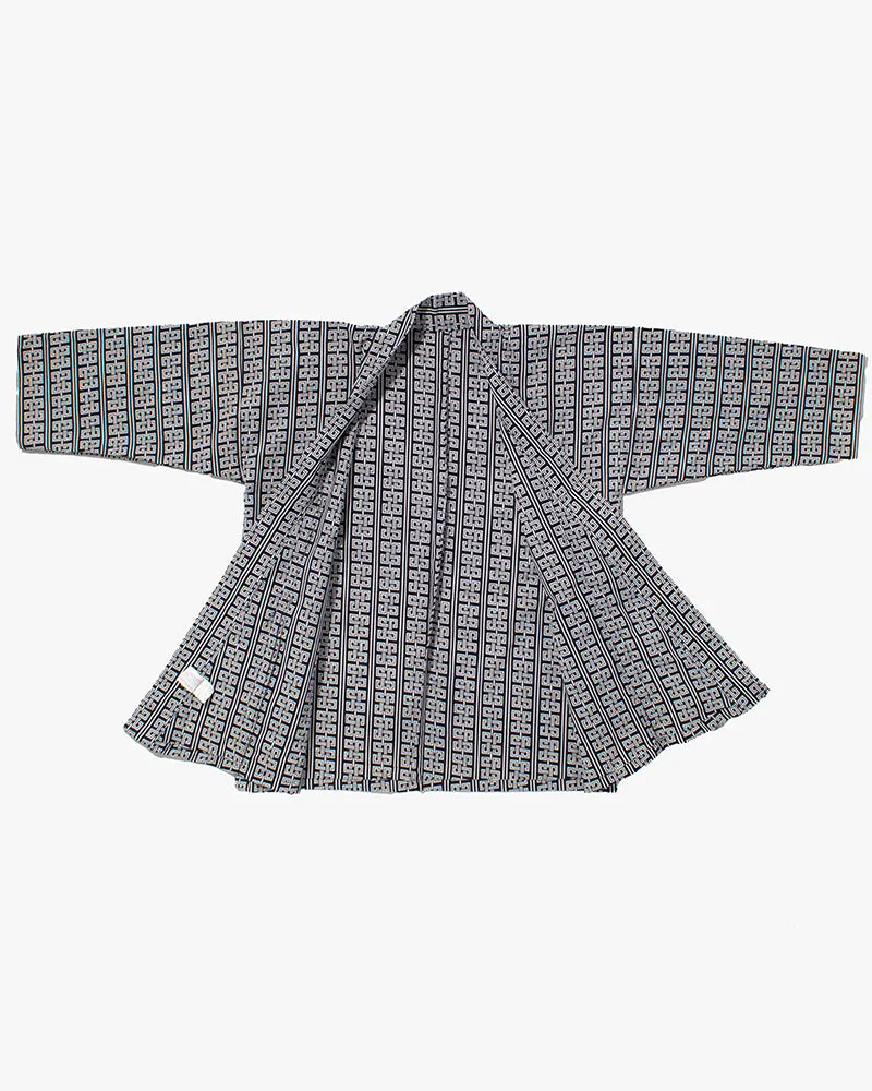 Kiriko Custom, Altered Yukata Jacket, Indigo with White Geometric Pattern sold by Kiriko product image thumbnail 3