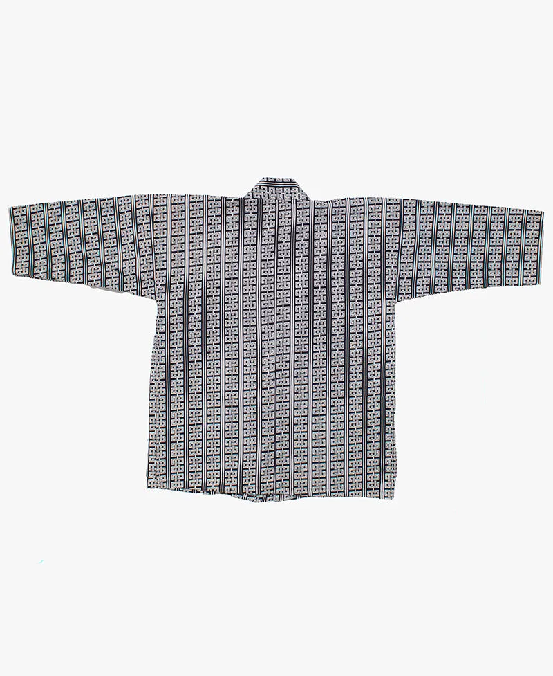 Kiriko Custom, Altered Yukata Jacket, Indigo with White Geometric Pattern sold by Kiriko product image thumbnail 4