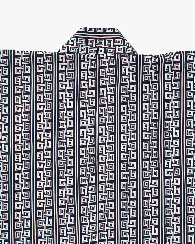 Kiriko Custom, Altered Yukata Jacket, Indigo with White Geometric Pattern sold by Kiriko product image thumbnail 5