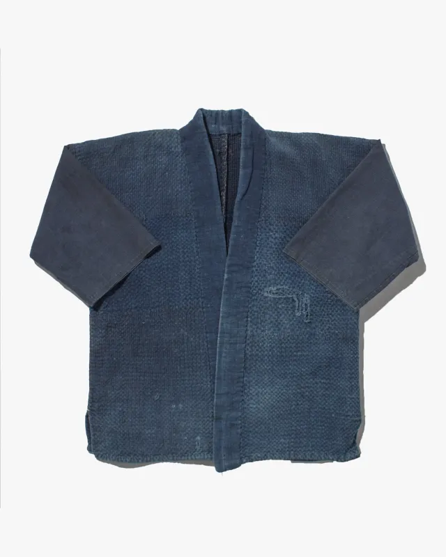 Vintage Noragi Jacket, Partially Sashiko Stitched Indigo sold by Kiriko