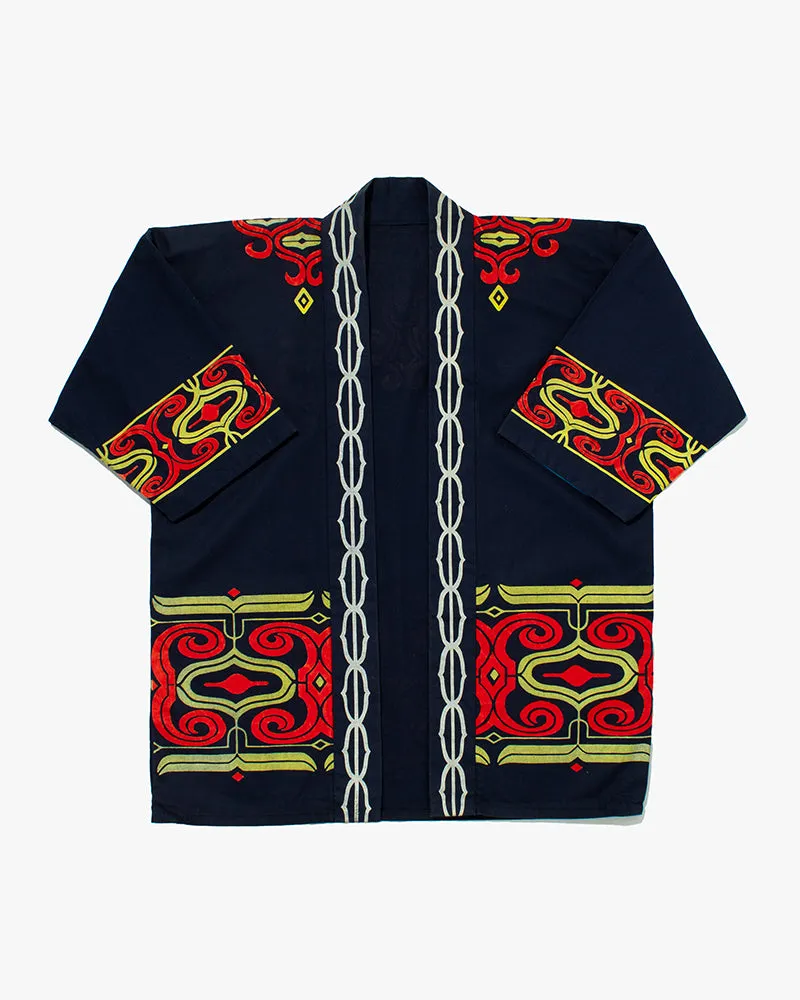 Vintage Ainu Jacket, Navy with Faded Red and Gold sold by Kiriko