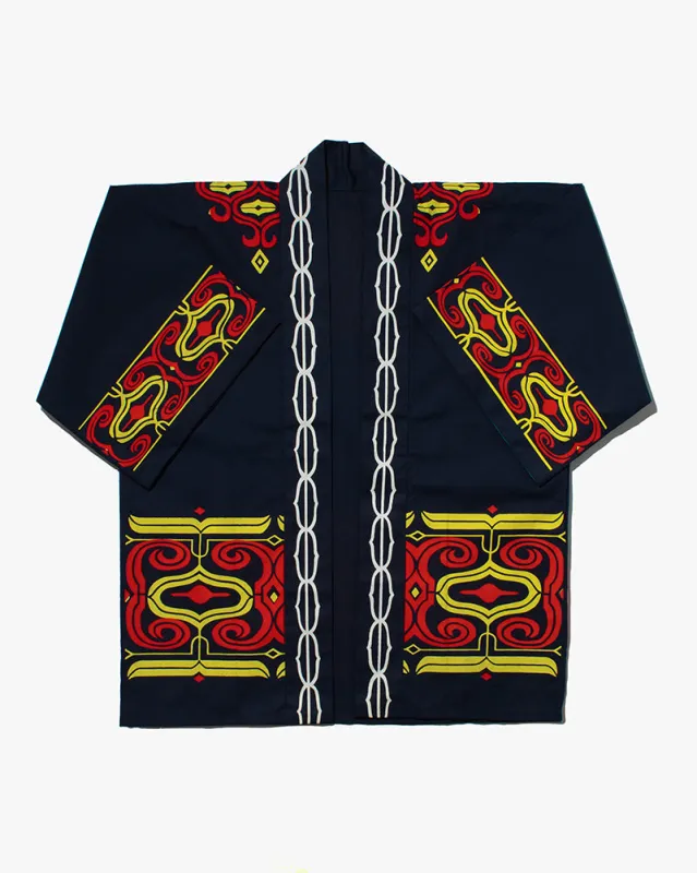 Vintage Ainu Jacket, Navy with Red and Yellow sold by Kiriko