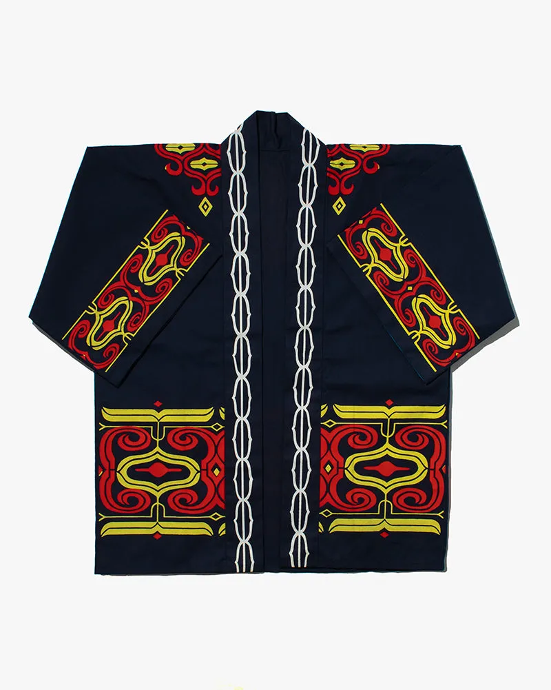 Vintage Ainu Jacket, Navy with Red and Yellow sold by Kiriko