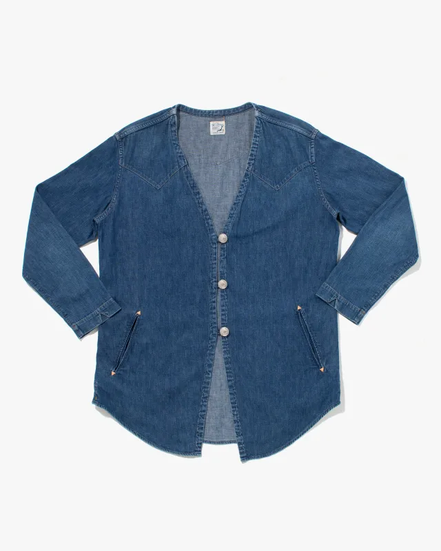 Japanese Repro Denim Shirt, Or Slow, Coin Buttons - S sold by Kiriko