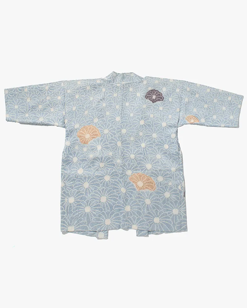 Kiriko Custom, Altered Kimono Jacket, Full Shibori, Sky Blue with White Flowers sold by Kiriko product image thumbnail 3