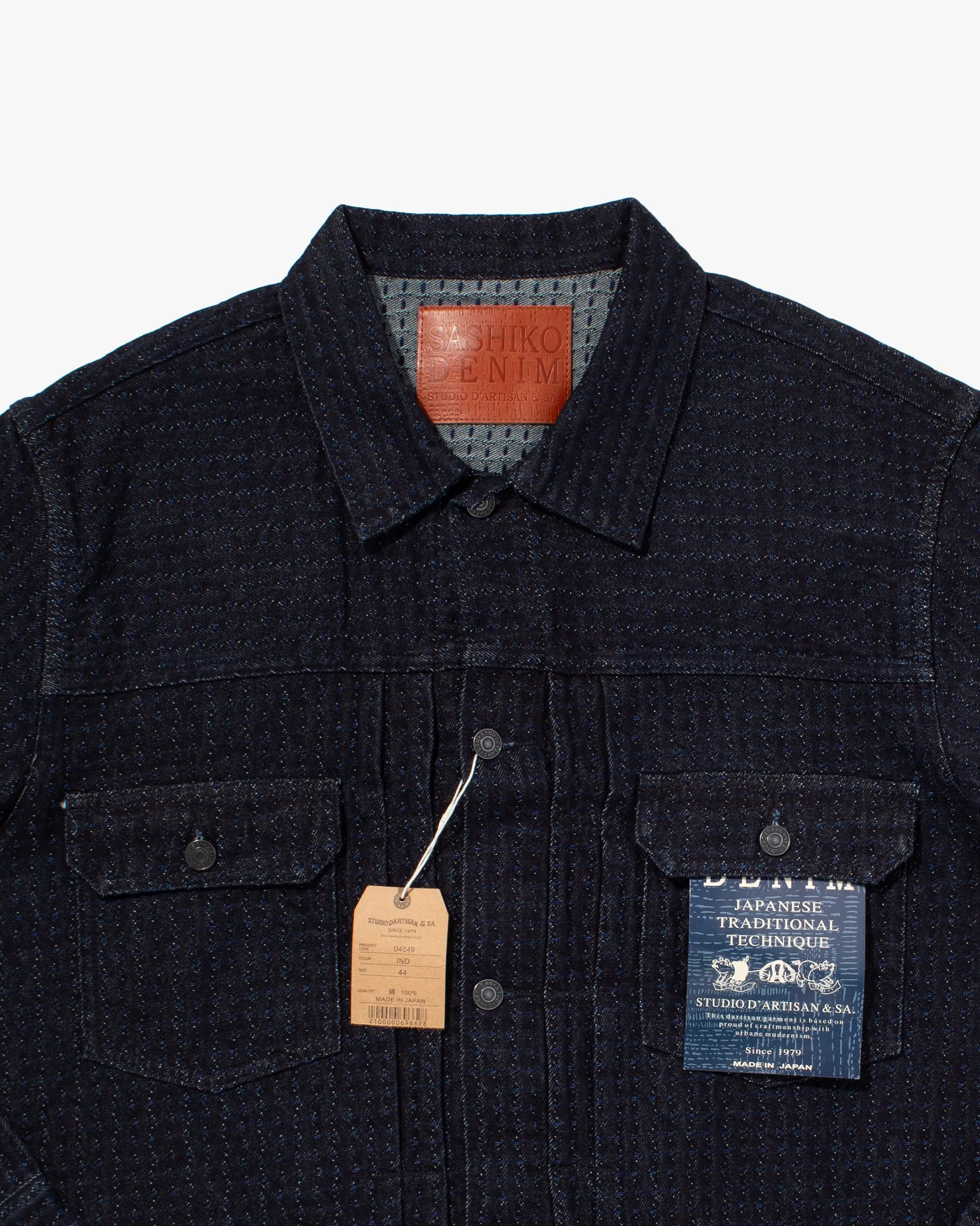 Deadstock Japanese Repro Type II Denim Jacket, Studio D'Artisan, Fully Sashiko Stitched - L sold by Kiriko product image thumbnail 3