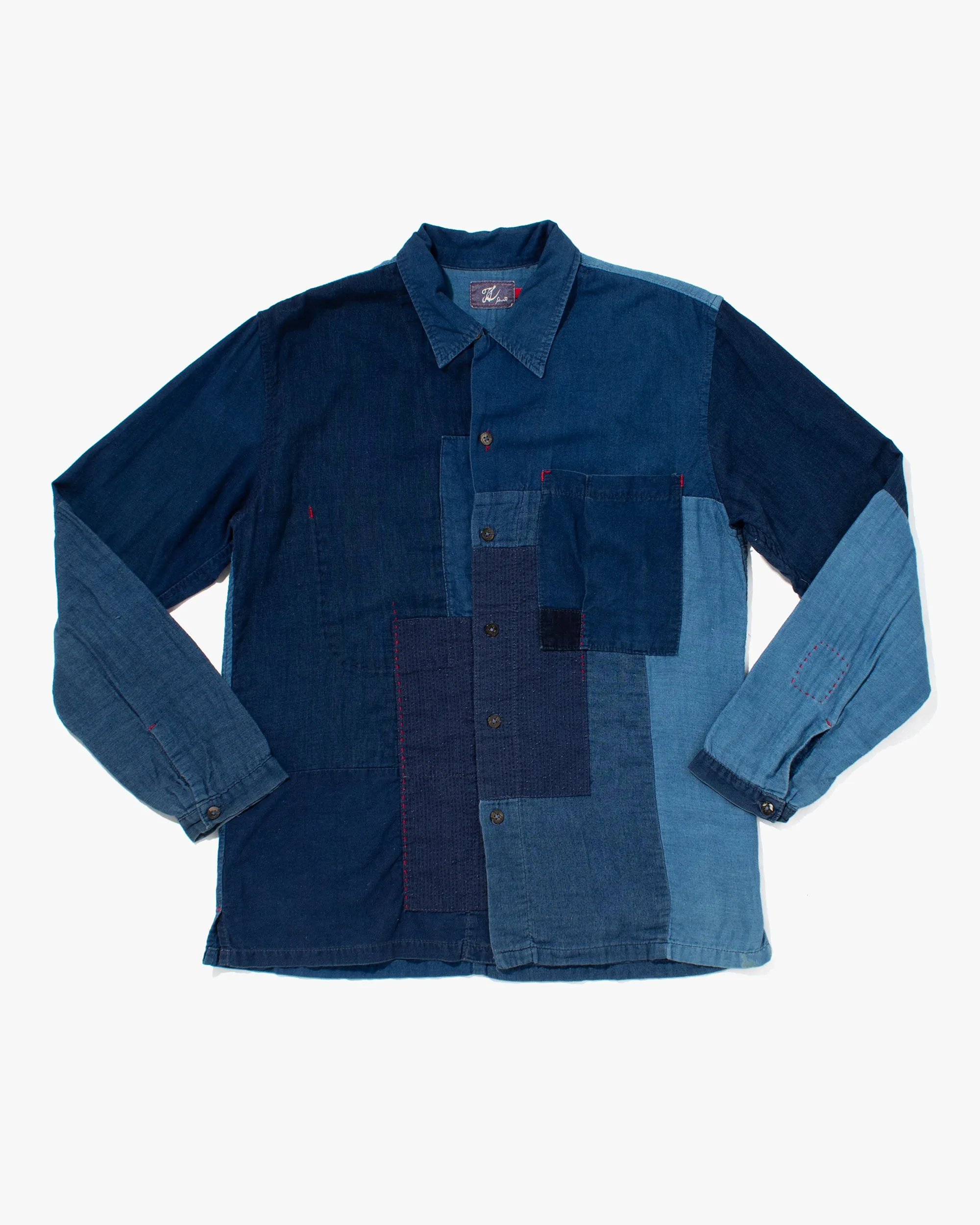 Japanese Repro Denim Button Up Shirt, Kapital, Denim Patchwork - M sold by Kiriko