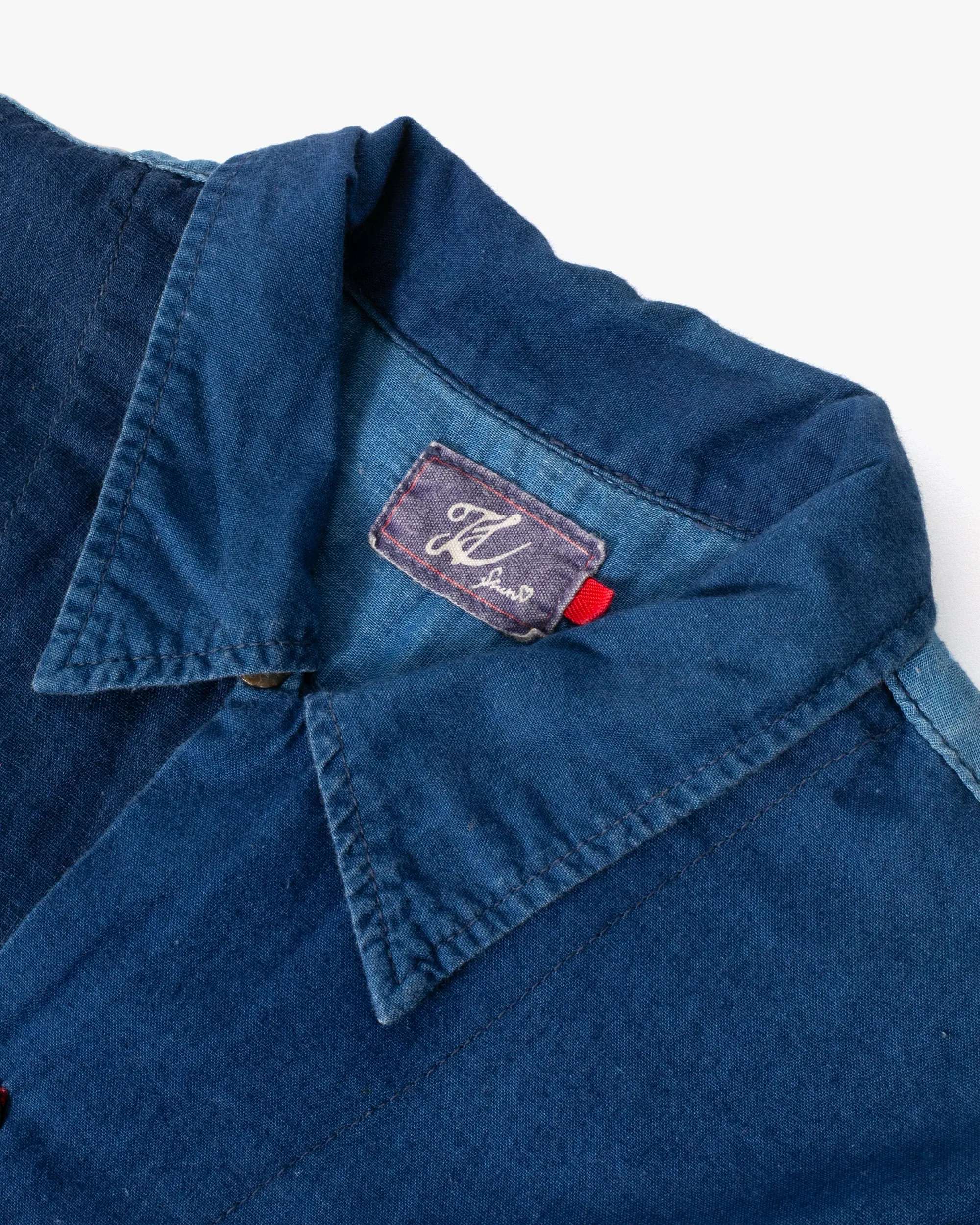 Japanese Repro Denim Button Up Shirt, Kapital, Denim Patchwork - M sold by Kiriko product image thumbnail 2