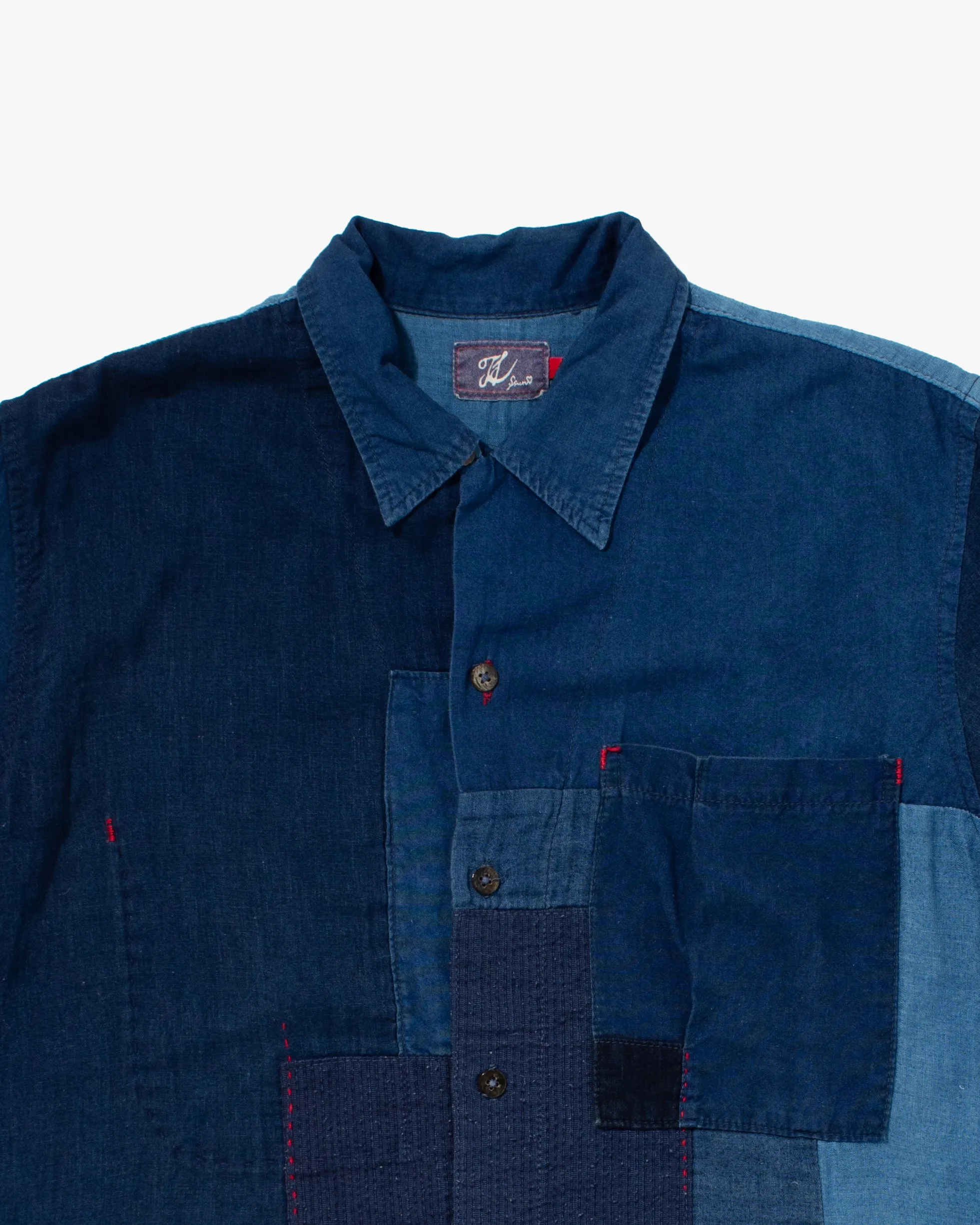 Japanese Repro Denim Button Up Shirt, Kapital, Denim Patchwork - M sold by Kiriko product image thumbnail 4