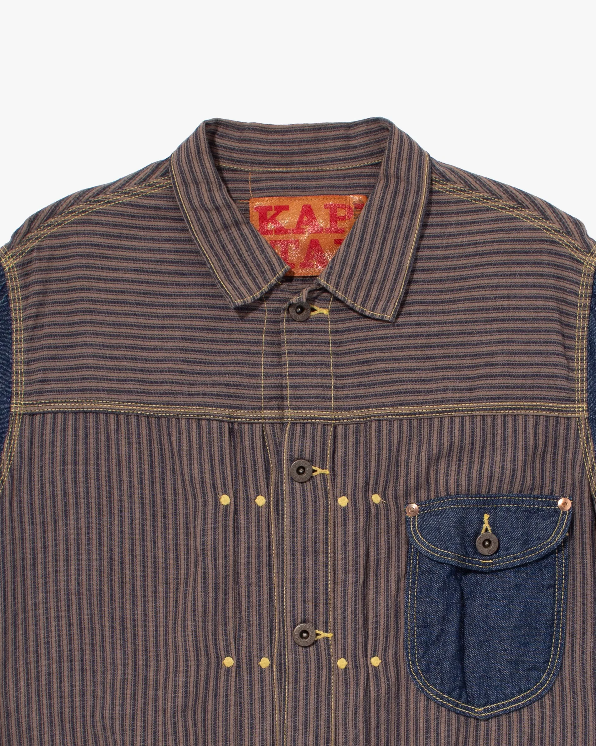 Japanese Repro Denim Button Up Shirt, Kapital, Jacket-Style with Stripes - S sold by Kiriko product image thumbnail 2