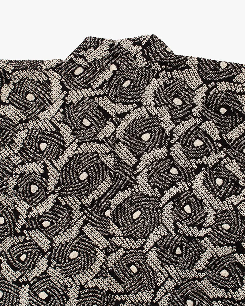 Kiriko Custom, Altered Haori Jacket, Full Shibori, Black and White Geometric Pattern sold by Kiriko product image thumbnail 5