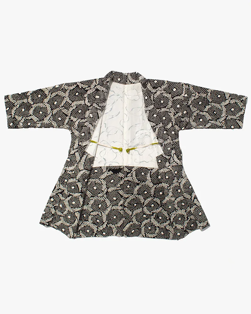 Kiriko Custom, Altered Haori Jacket, Full Shibori, Black and White Geometric Pattern sold by Kiriko product image thumbnail 3