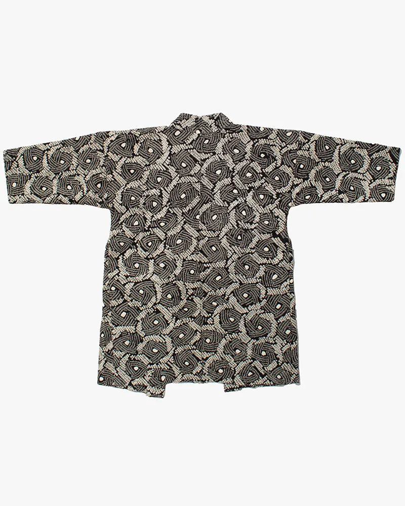 Kiriko Custom, Altered Haori Jacket, Full Shibori, Black and White Geometric Pattern sold by Kiriko product image thumbnail 4