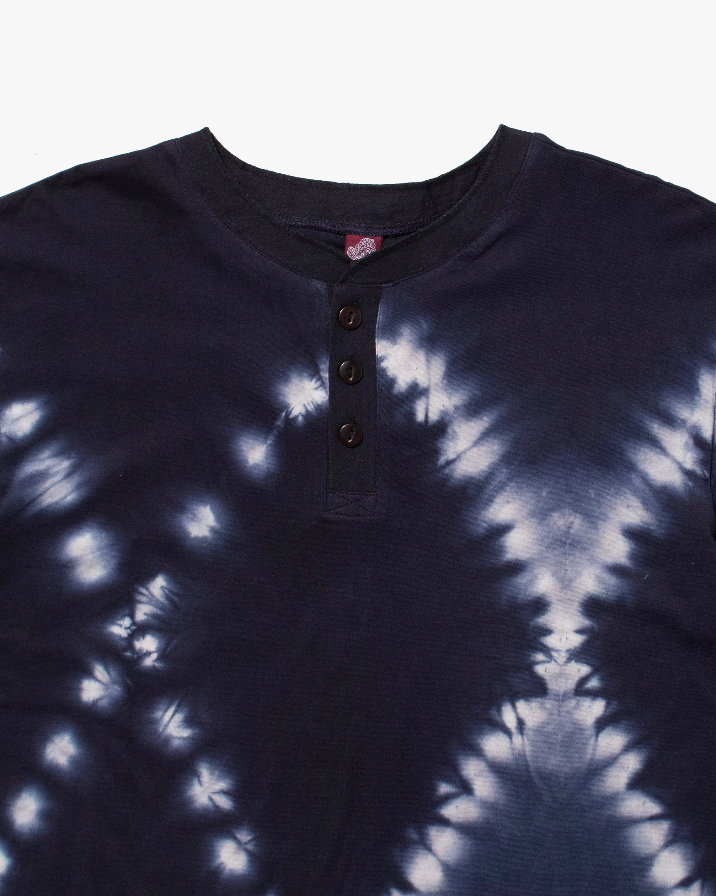 Wa-Modern, Short Sleeve Button Up Tunic, Navy Shibori Tye Dye sold by Kiriko product image thumbnail 2
