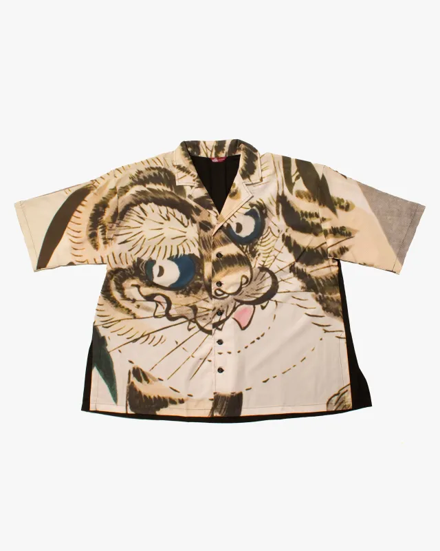 Wa-Modern Short Sleeve Button Up Shirt, BK Tora sold by Kiriko