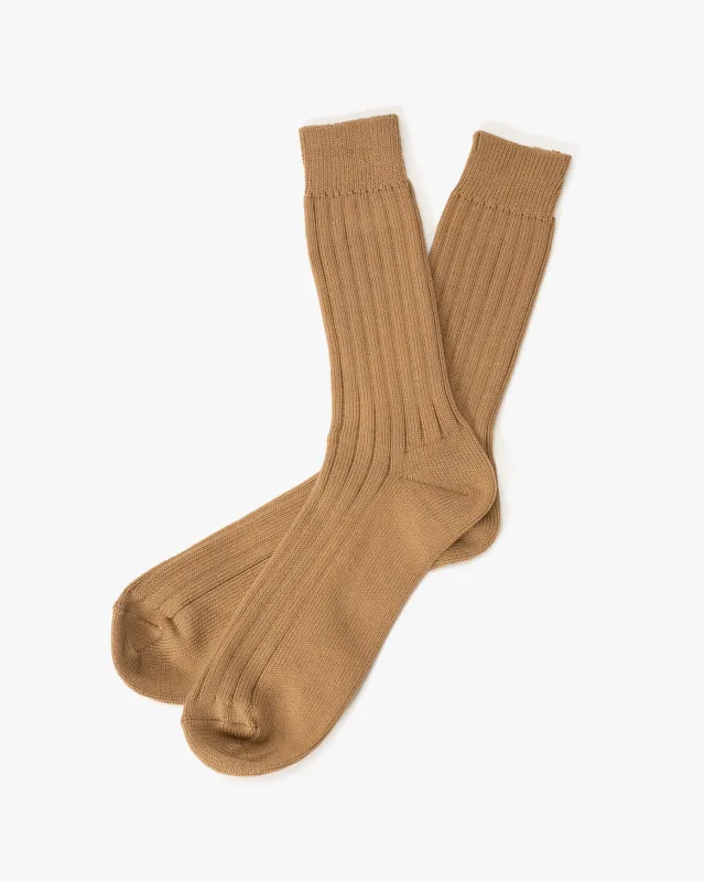 Knitwin, Crew Socks, Egyptian Cotton, Praha Cafe Au Lait sold by Kiriko