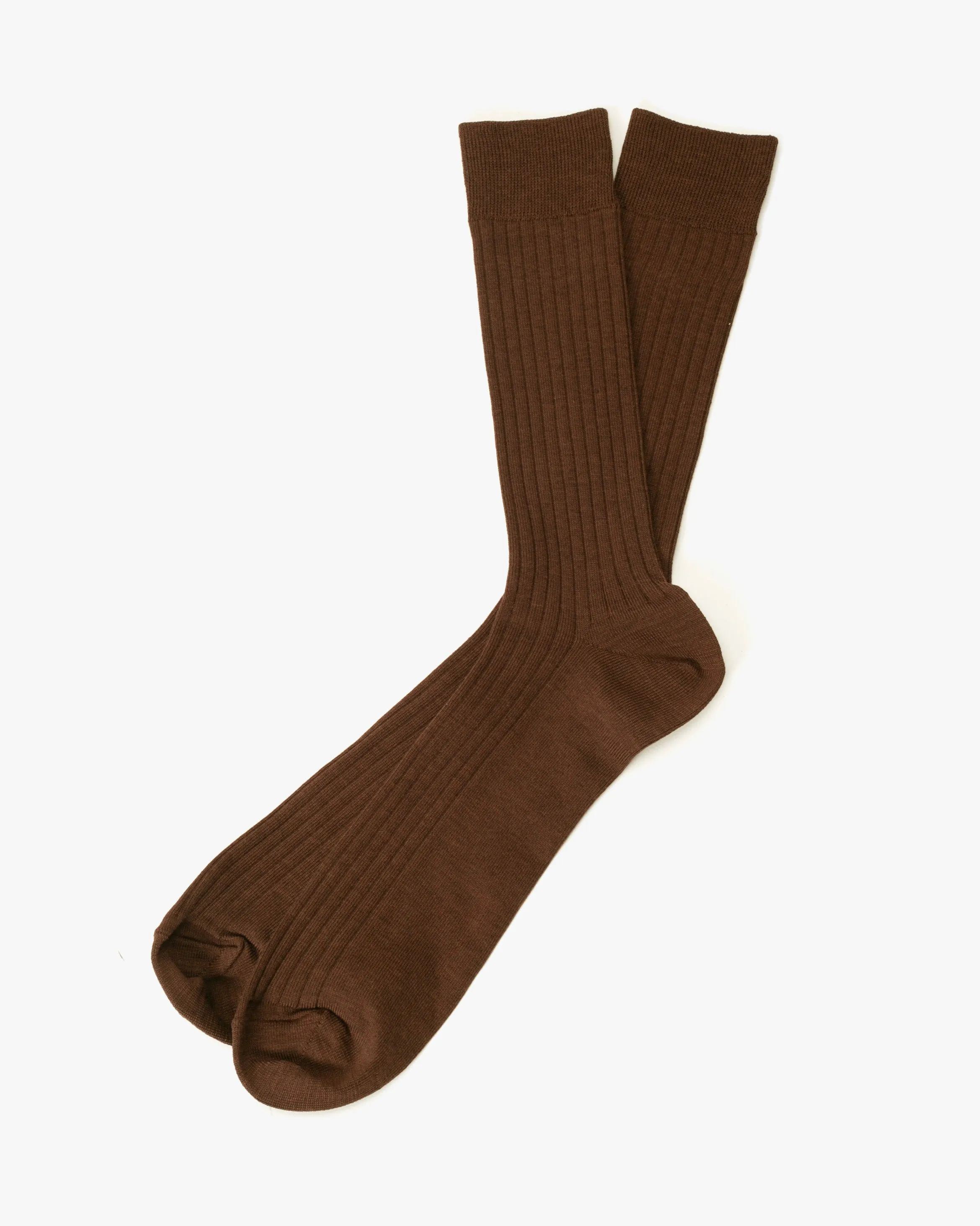 Knitwin, Crew Socks, Silk Cotton, Praha Brown sold by Kiriko