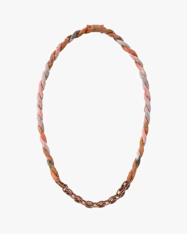 Boet x Kiriko Necklace, Gray and Orange Plaid sold by Kiriko