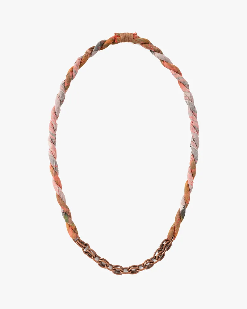 Boet x Kiriko Necklace, Gray and Orange Plaid sold by Kiriko