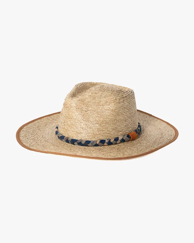 Kiriko Custom Panama Hat, Straw, Braided Indigo and Tan Plaid sold by Kiriko