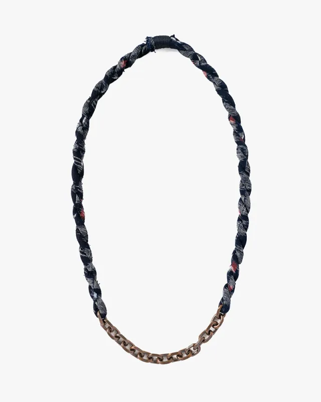 Boet x Kiriko Necklace, Indigo with White and Red Kasuri sold by Kiriko
