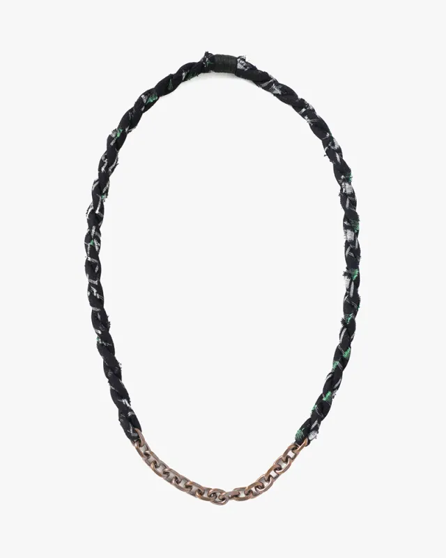 Boet x Kiriko Necklace, Dark Indigo with White and Green Kasuri sold by Kiriko