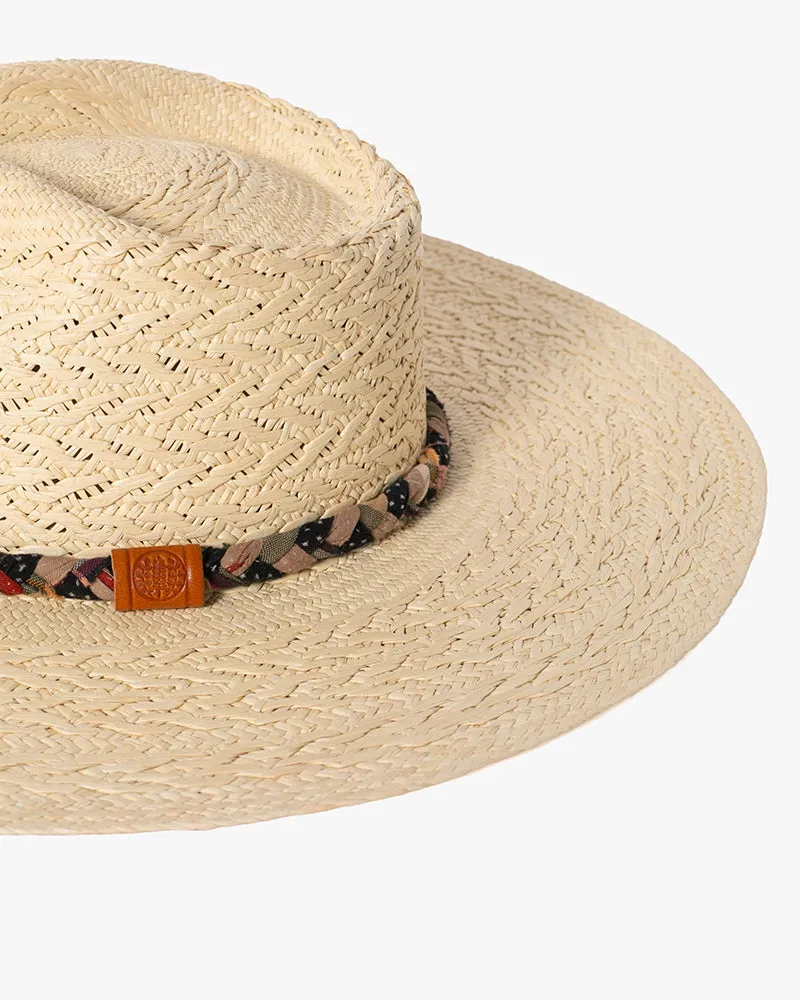Kiriko Custom Panama Hat, Straw, Braided Shades of Indigo, Orange, and Burgundy sold by Kiriko product image thumbnail 4