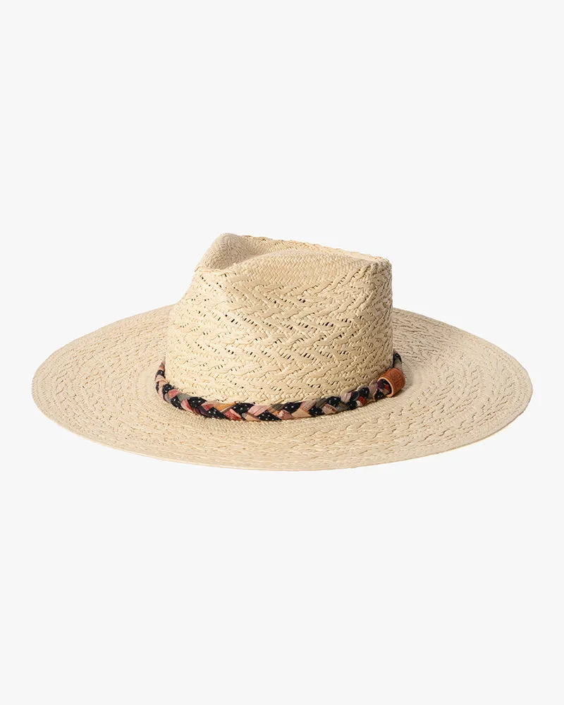Kiriko Custom Panama Hat, Straw, Braided Shades of Indigo, Orange, and Burgundy sold by Kiriko