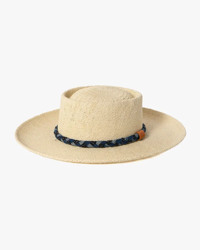 Kiriko Custom Panama Hat, Straw, Braided Dotted Indigo sold by Kiriko