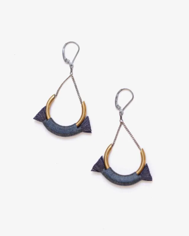 Boet, Earrings, Crest, Denim sold by Kiriko