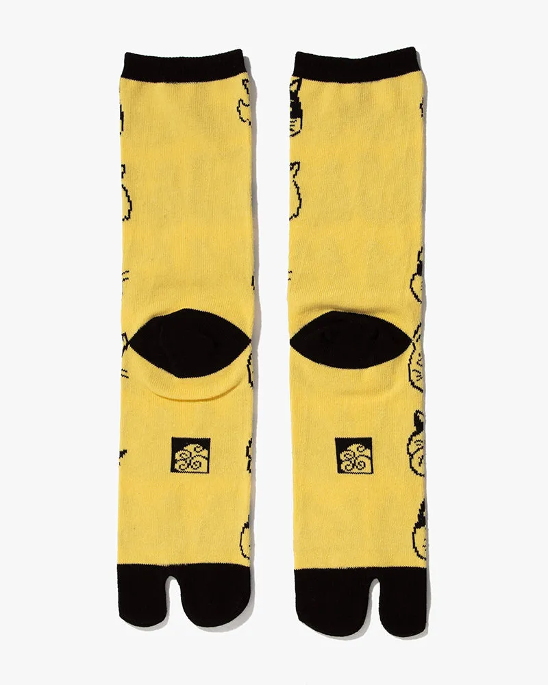 Wa Modern, Tabi Socks, Crew, Yellow and Cats (M/L) sold by Kiriko product image thumbnail 4