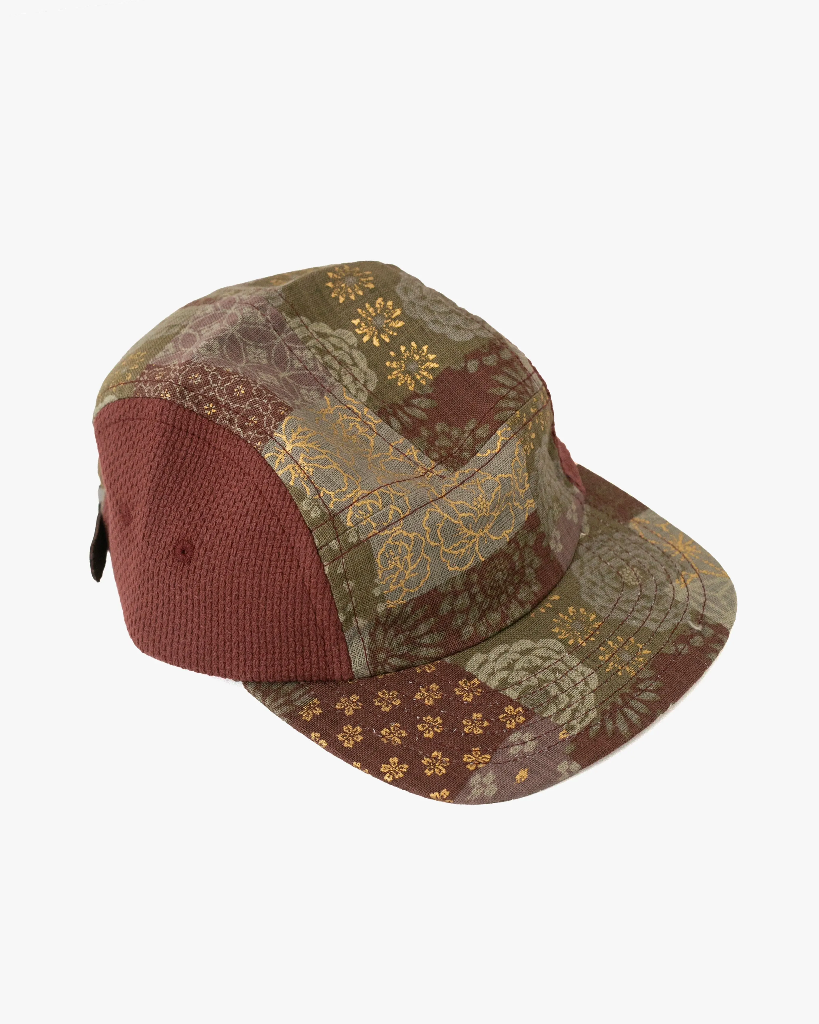 Kiriko Original Cap, 5-Panel, Two Tone, Azuki and Gold Multi Patchwork Style X Sashi-Ori sold by Kiriko product image thumbnail 4