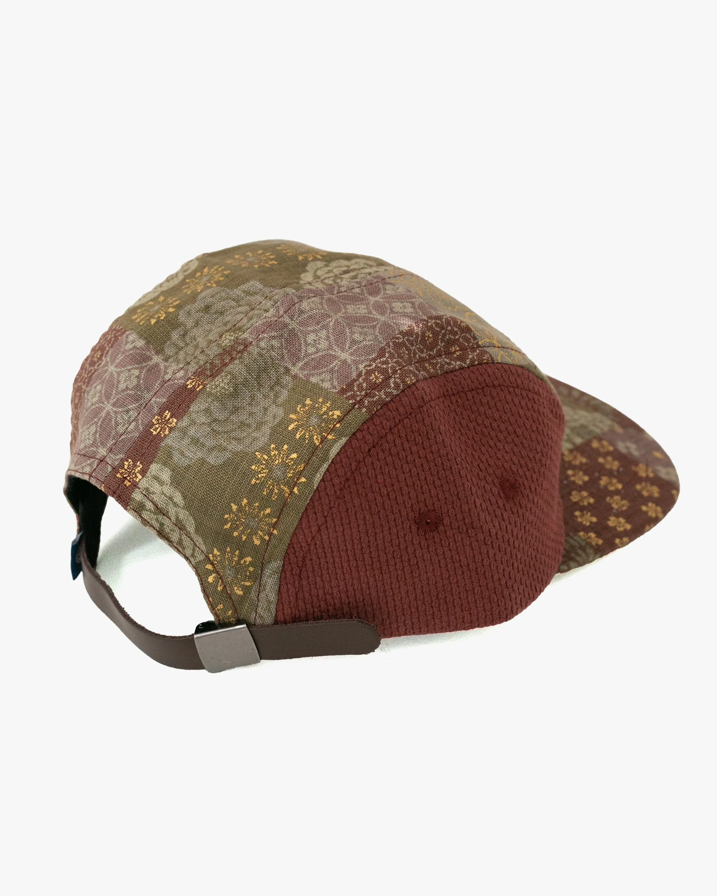 Kiriko Original Cap, 5-Panel, Two Tone, Azuki and Gold Multi Patchwork Style X Sashi-Ori sold by Kiriko product image thumbnail 2
