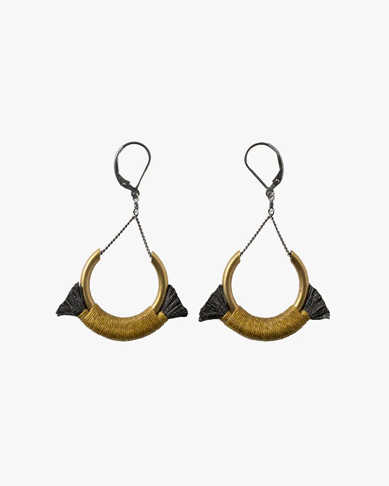 Boet Earrings, Crest, Brass and Black sold by Kiriko product image thumbnail 2