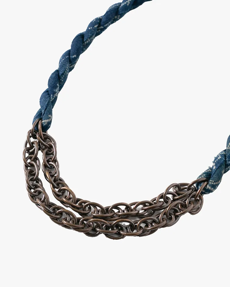 Boet x Kiriko Collar Necklace, Boro, Indigo Katazome sold by Kiriko product image thumbnail 2