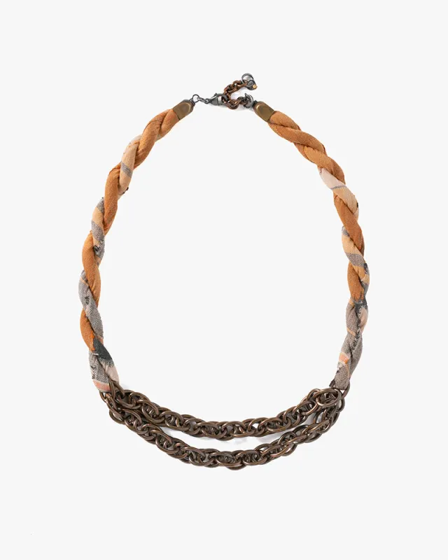 Boet x Kiriko Collar Necklace, Boro, Orange and Grey sold by Kiriko
