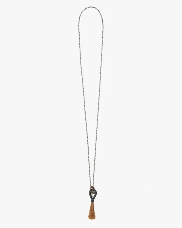 Boet Necklace, Horse Tassel, Black with Light Chestnut sold by Kiriko