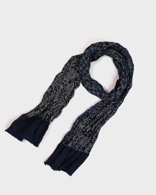 Kiriko Original Scarf, Kiji, Indigo Small Kiku and Shippou sold by Kiriko