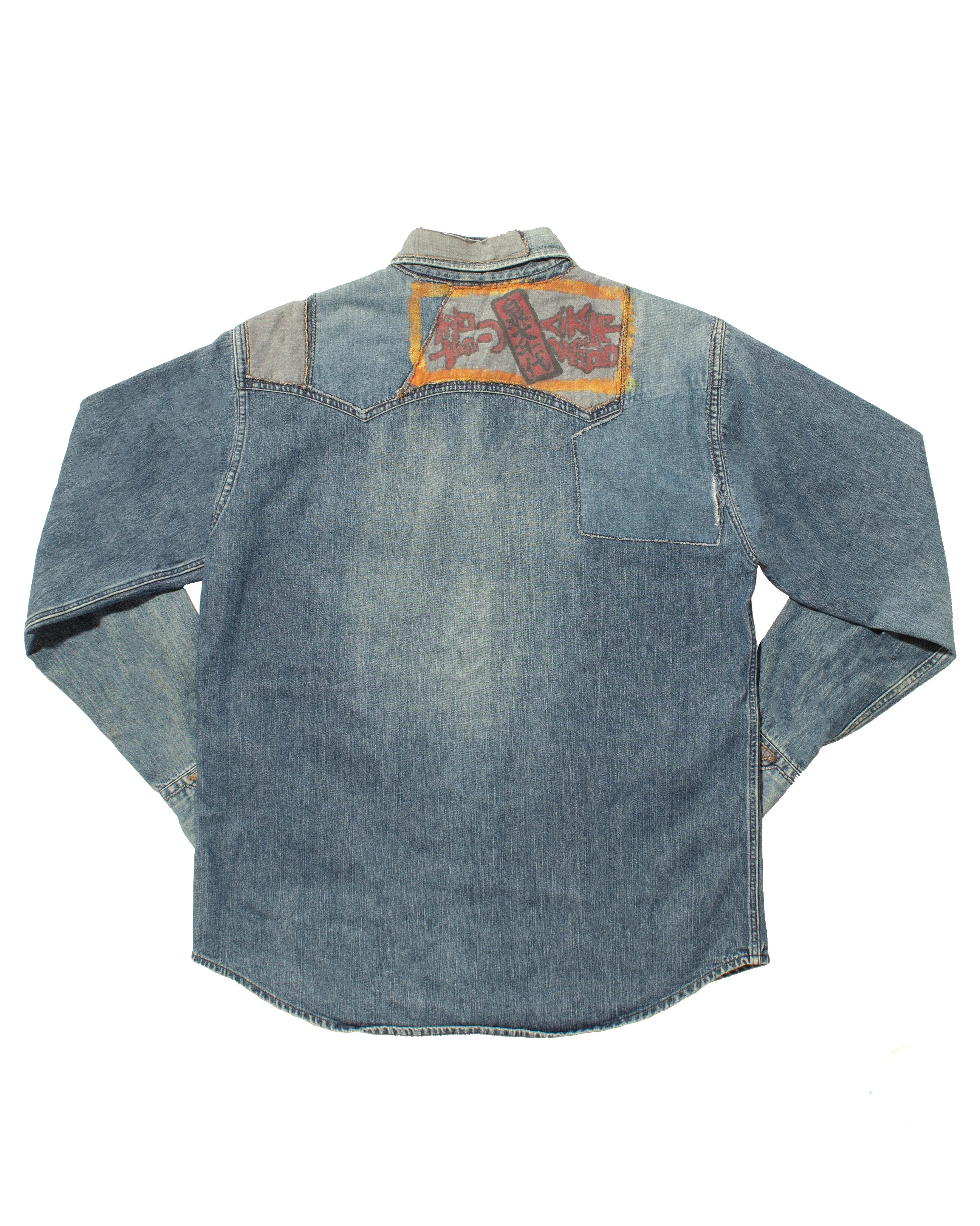 Japanese Repro Button Up Shirt, Radmess Men's Bigi, Denim Patched - L sold by Kiriko product image thumbnail 3